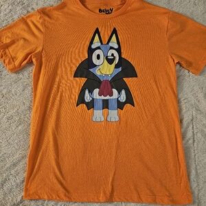 Halloween Bluey Vampire Orange Graphic T Shirt Size Small 34/36 Tee